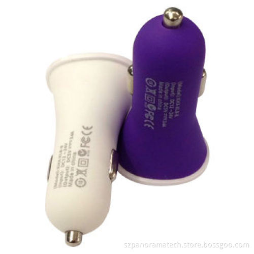 3.1A Dual-USB Car Chargers, Private Case, Stylish Design, Rubber Paint, Used for All Phones/Pads